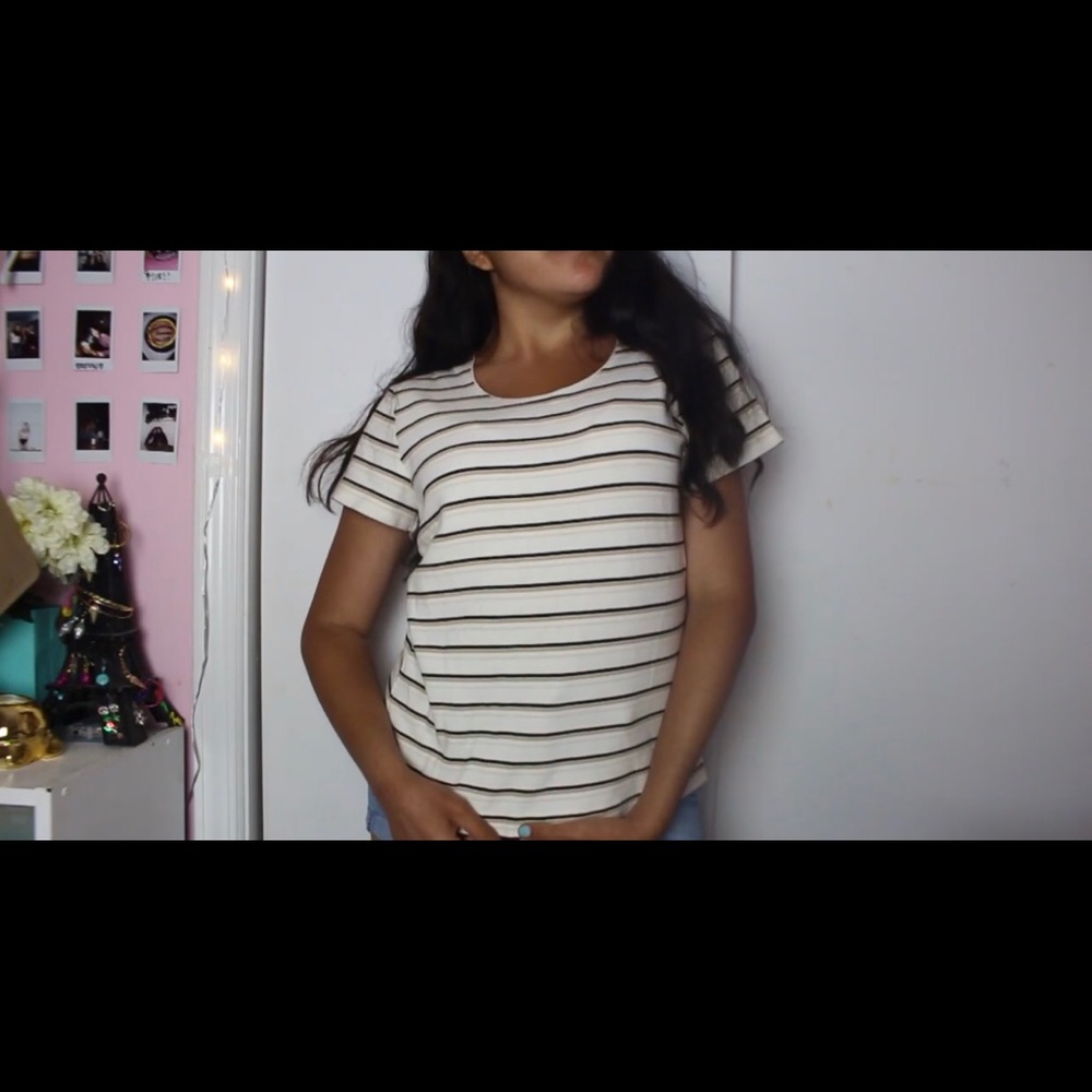 White Shirt with Black & Tan Stripes